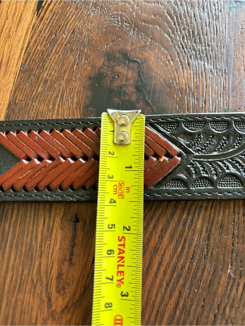 Western Hand Tooled Leather Rodeo Black/Brown Leather Belt, Cowboy, Unisex 34
